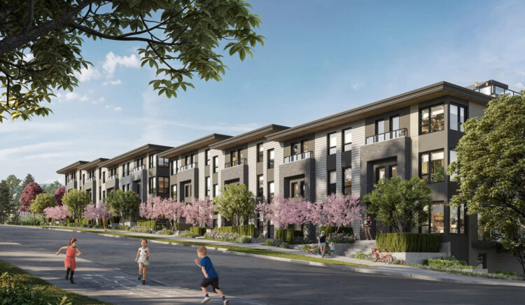 Lodana exterior rendering presale condos and townhomes in Lougheed